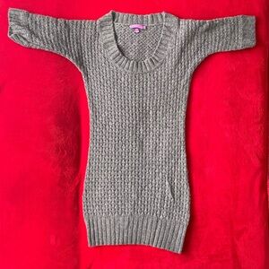 Calypso Christiane Celle Women's Short Sleeve Knit Pullover Gray Sweater Dress M